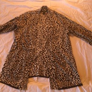 Brown leopard print knit jacket size 1X